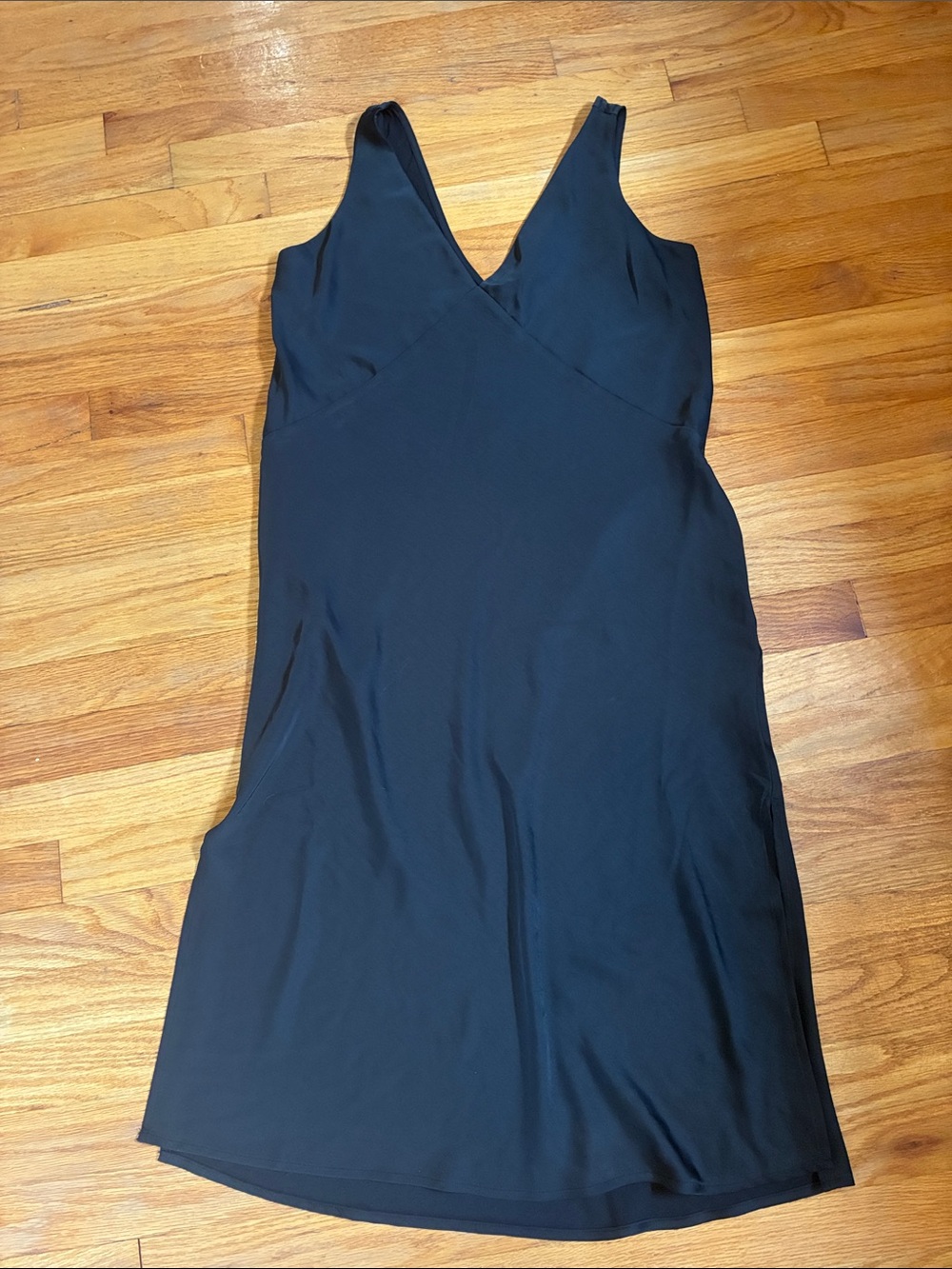 Classic Black V-Neck Midi Slip Dress